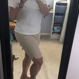 Beige Adidas golf shorts